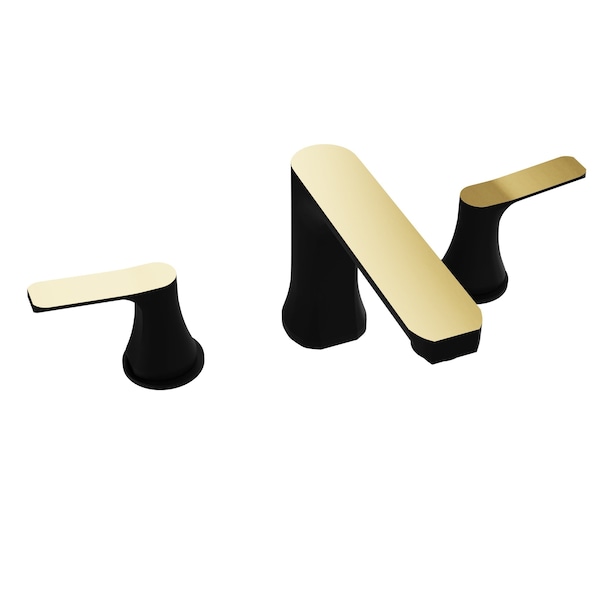 Anzzi 2-Handle 3-Hole Widespread Bathroom Faucet, Matte Black Brushed Gold L-AZ902MB-BG - main